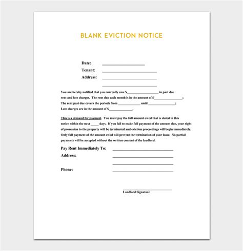 Eviction Notice Template 5 Blank Notices For Word Pdf Format