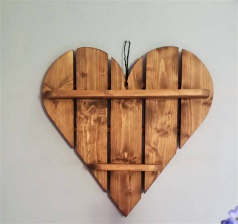 Large Rustic Wooden Heart With 2 Shelves Mid Oak Stain Etsy Uk