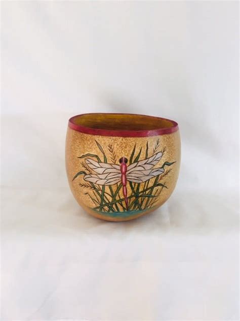Dragonfly Gourd Bowl Etsy Painted Gourds Gourds Gourds Crafts