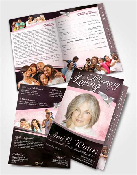 2 Page Graduated Step Fold Funeral Program Template Brochure Elegant