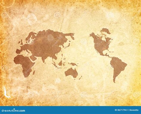 Old Fashioned World Map Stock Images Image 8671794