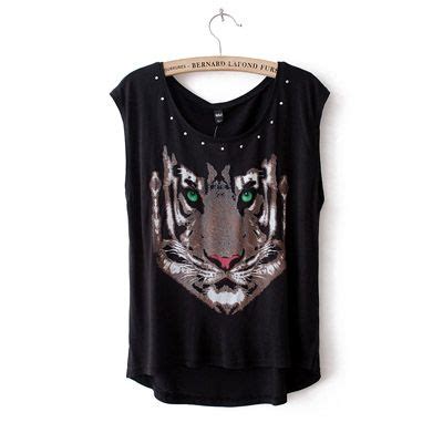 Womens Black Tiger Print Short Sleeve T Shirt Short Sleeve Tops Women