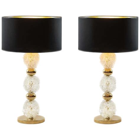 Pair Of Italian Table Lamps In Murano Glass For Sale At 1stdibs