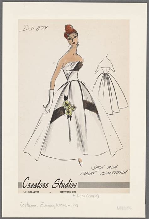 Beautiful Vintage Dress Sketch From The 60s From The New York Public