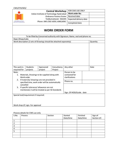 Printable Work Order Form How To Create A Work Order Form Download