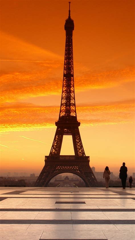Download Wallpaper 1080x1920 France Paris Evening Sunset People