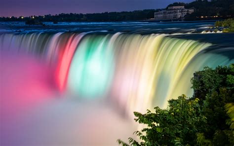 Wallpaper Niagara Falls Beautiful Colors Night Canada 3840x2160 Uhd