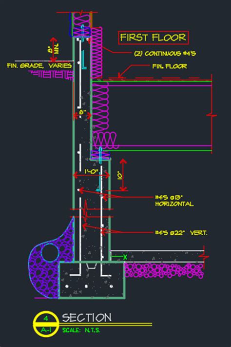 Foundation Wall And Wall Detail Cad Files Dwg Files Plans And Details
