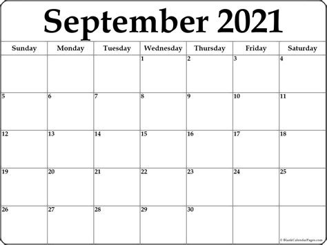 Print Free September 2021 Calendar Without Downloading