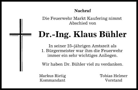 Traueranzeigen Von Klaus B Hler Augsburger Allgemeine Zeitung