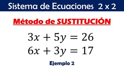 Sistema De Ecuaciones Lineales 2x2 Por Método De Sustitución Ejemplo
