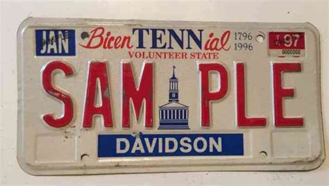 Tennessee Sample License Plate Plate Sample Must