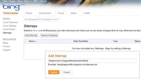 Add A Blogger Sitemap To Msn Bing Webmaster Tools Blog Know How