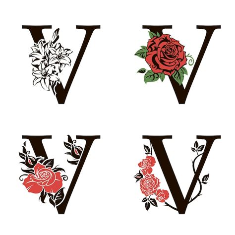 Premium Vector Letters V With Flowers Bouquet