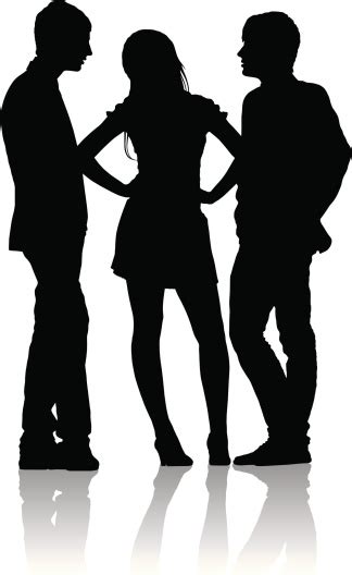 Silhouettes Of Teens Arguing With Each Other Stock Illustration