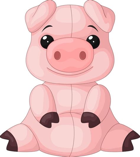 Premium Vector Cute Baby Pig Cartoon Sitting