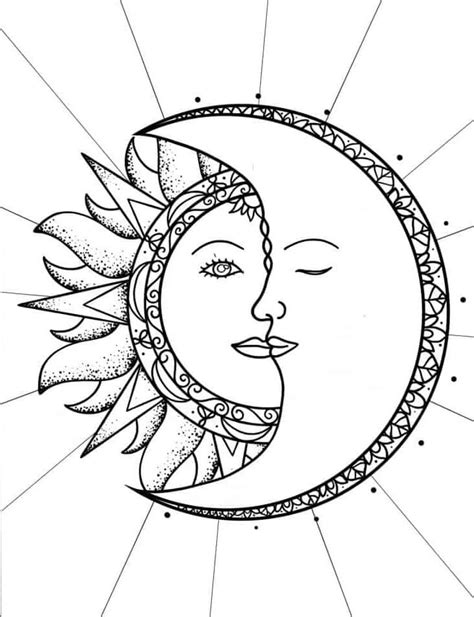 Mandala Sun And Moon Coloring Page Sheet 1 Download Print Now