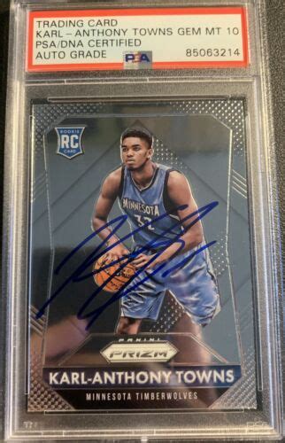 Karl Anthony Towns Signed Panini Prizm Rookie Rc Psa