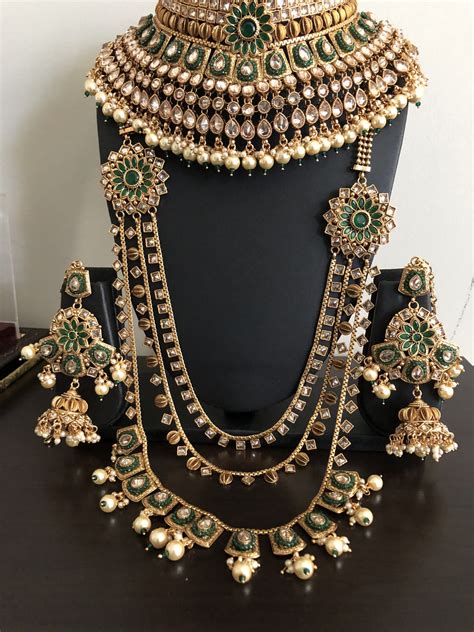 Green Kundan Bridal Set Rent Indian Fashion Jewelry In Usa