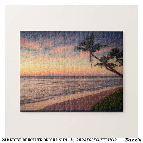 Paradise Beach Tropical Sunset Jigsaw Puzzle Beach