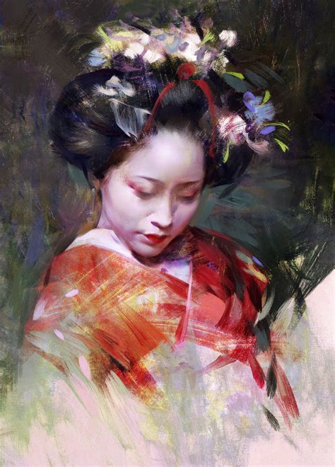 Artstation Geisha Portrait Series Wangjie Li Portrait Painting