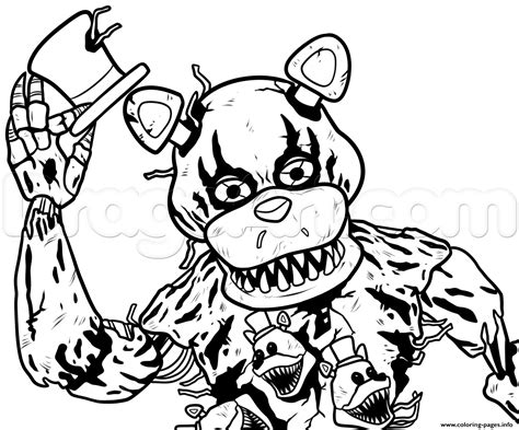 Draw Nightmare Freddy Fazbear Fnaf Coloring Page Printable