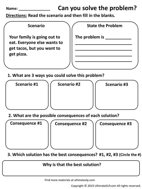 Problem And Solution Worksheet