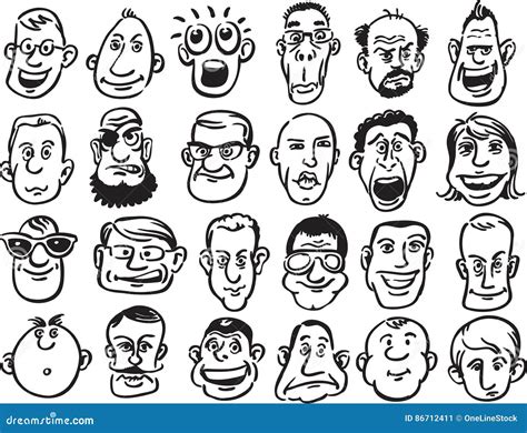 Set Of Caricature Faces Cartoon Vector 86712411