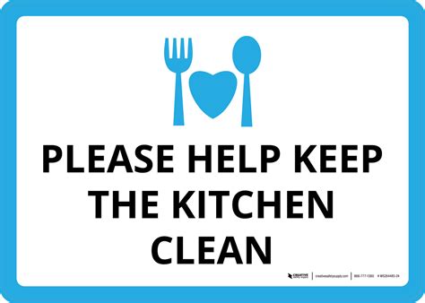 Please Help Keep The Kitchen Clean Landscape Wall Sign