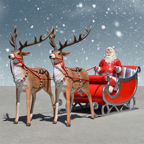 Lighted Santa Sleigh And Reindeer