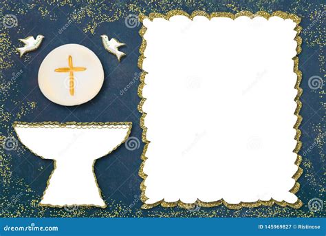First Holy Communion Invitation Cardsilver Chalice Royalty Free Stock