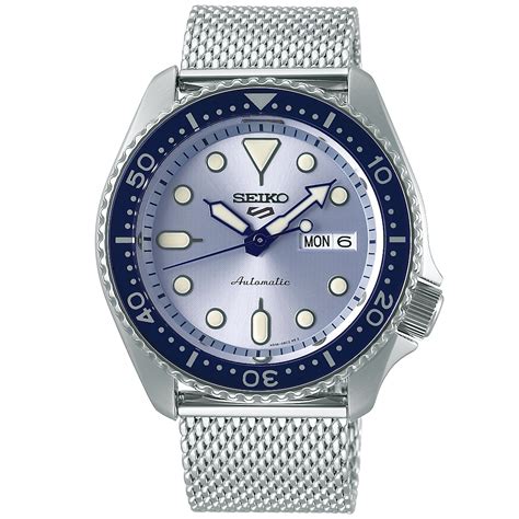 seiko 5 sports automatic blue dial mesh bracelet watch srpe77k1