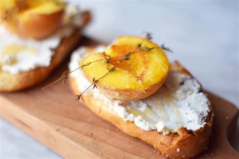 Thyme Roasted Peach Goat Cheese Toast One Brass Fox