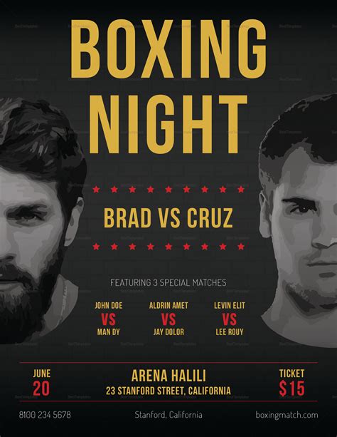 Boxing Flyer Design Template In Psd Word Publisher Illustrator Indesign