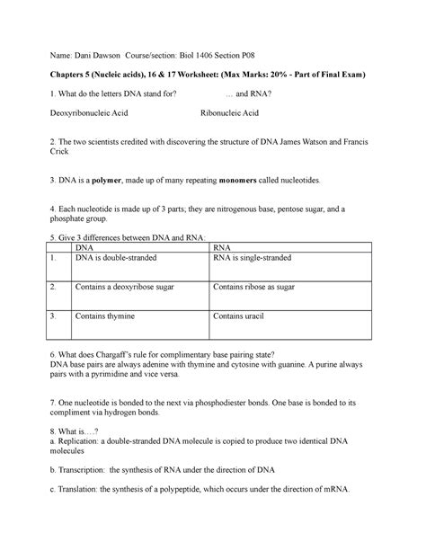 Dna Base Pairing Worksheet : Structure Of Dna Teaching Resources - Deoxyribonucleic acid, or dna ...