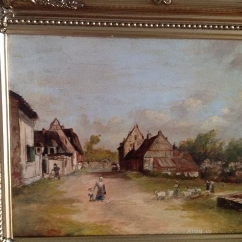 Antiques Atlas Village Scene 19th Century Oil On Canvas