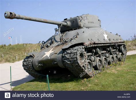 Us American Army Second World War Sherman Tank Utah Beach Memorial
