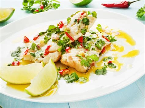 Oven Roasted Sea Bass With Ginger And Lime Sauce Recipe
