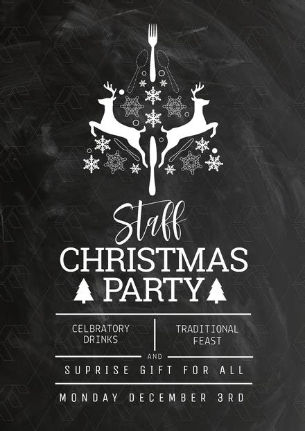 Staff Christmas Party Poster On Chalkboard Background Easil