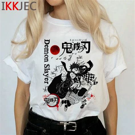 Demon Slayer Harajuku Anime T Shirt Women Kimetsu No Yaiba Ullzang Funny Cartoon T Shirt 90s