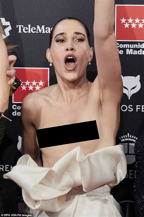 Celia Freijeiro S Ivory Strapless Satin Dress Falls Down At Feroz Awards Daily Mail Online