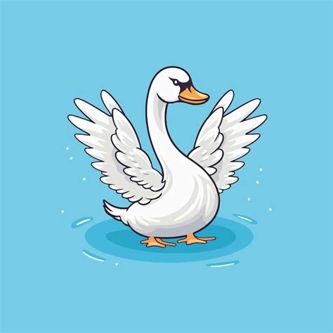 Premium Vector Cute Swan Cartoon Vector Illustration