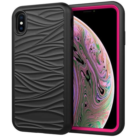 For Iphone Xs Max Wave Pattern 3 In 1 Siliconepc Shockproof Protective