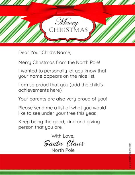 Free Printable From Santa Letter