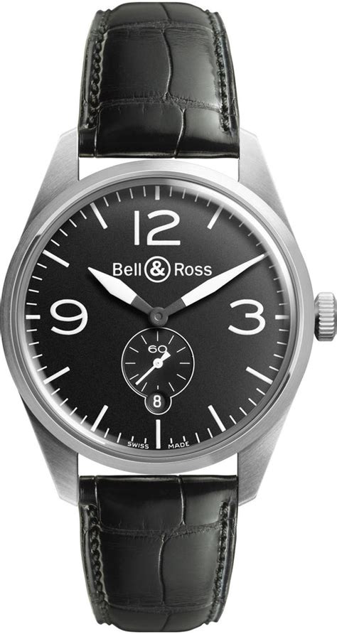 Bell And Ross Watch Vintage Br 123 Black Brv123 Bl Stsca Croc Strap Watch