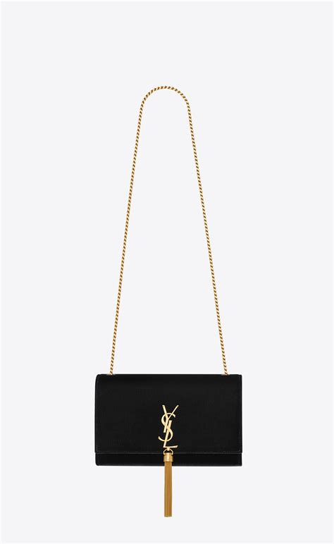 Saint Laurent Medium Kate Tassel Chain Bag In Black Velvet Kate