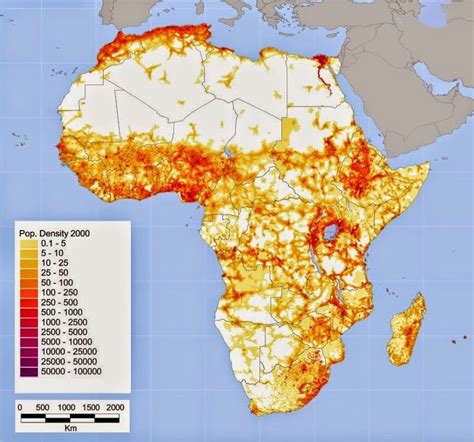 Population Density Map Of Africa 2000 800 X 747 Map Africa Map
