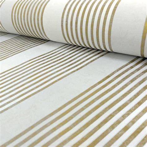 Marburg Wallcoverings Marburg Rae Stripe Pattern Ivory Gold Wallpaper