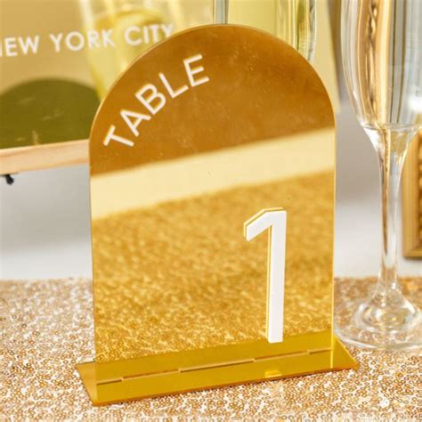 Arched Mirror Gold Acrylic Wedding Table Number Ewsgt020