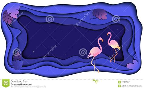 Summer Tropical Flamingo Banner Stock Vector Illustration Of Fauna